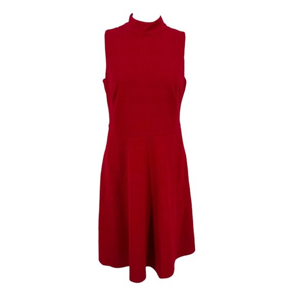 Maggy London A-Line Sleeveless Mock Neck Dress Red Size 14 NWOT - Picture 1 of 11
